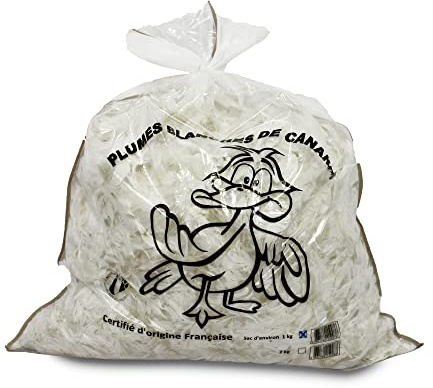 Linnea Rembourrage 100% Plumes Blanches de Canards Sac 1 kg