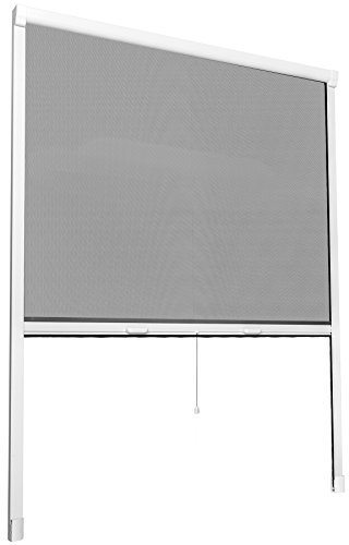 tectake® Moustiquaire fenetre plissé Moustiquaire Enroulable Cadre Aluminium 110x160cm Filet Anti Moustique Résistante aux intempéries & aux UV idéal Chambre Enfant Salon Chambre Bebe Entrée Maison
