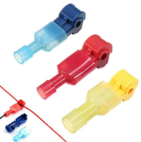 Gasea 60pcs T-Tap Wire Connectors Kit, Quick Splice Spade Electrical Crimp Terminals, Self-Stripping Nylon Fully Insulated Male Disconnects