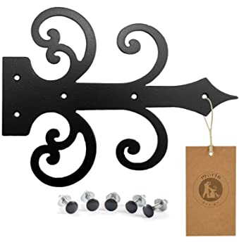 MoriaDesign Rustikal Scharniere Attrappen - 300 x 230 x 2 mm - Schwarz - Torband Schwarz Schmiedeeisen - Scharnier für Gartentore, Holztüren, Holztore und Fensterläden, Dekorative Kreuzgehänge