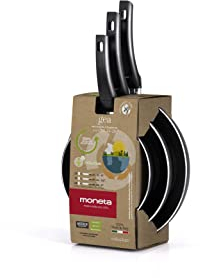 Moneta Gea Set Padelle, 20-24-28 Cm, Alluminio 100% riciclato, per Ogni Piano Cottura Incluso l'Induzione, Made in Italy