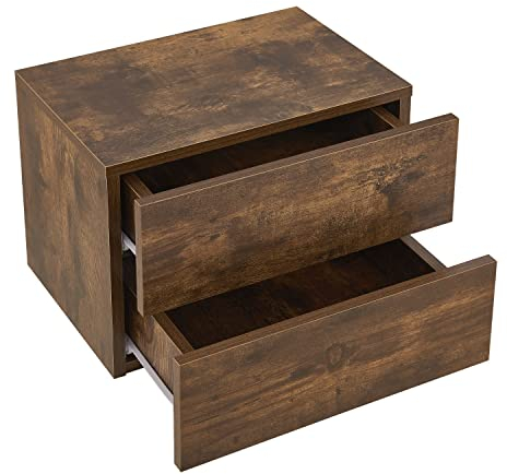 Juskys Wandschrank Nachttisch hängend Holz 40x29x30 cm BTH - 2 Schubladen - Wandmontage - Nachtkommode stabil - Nachtschrank Natur