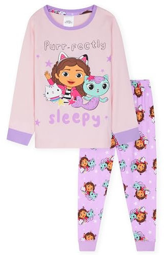 Gabby’s Dollhouse Girls Pyjamas Set, 2 Piece Nightwear Sets Long Girls PJs Soft Loungewear (Purple, 4-5 Years)