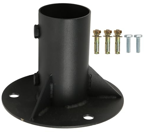 Tyenaza Brida de Piso de Poste de Cerca de Alambre, 52 MM Soporte de Base para Postes Redondos, Brida Soporte de Concreto para Poste de Cerca Sólido Pesado con Tornillos, para Buzones MáStiles Farolas