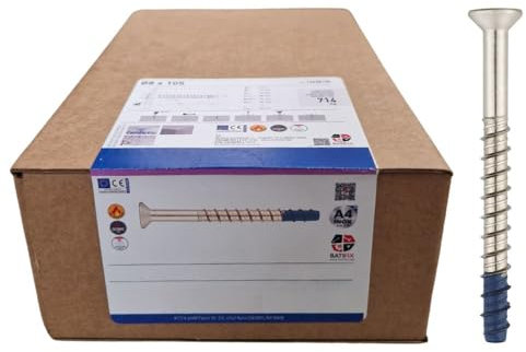 BATIFIX Betonschraube Edelstahl A4 Senkkkopf mit ETA Zulassung Option 1 für gerissenen und ungerissenen Beton Torx-Antrieb Schraubanker (Ø8 x 120, 5, stück)