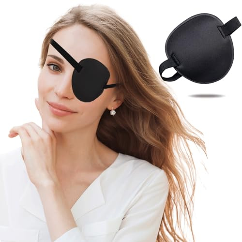 Eye Patch, Adjustable Eye Patches for Adults and Kids, Medical Eye Patch for Treat Lazy Eye Amblyopia Strabismus for Left or Right Eyes, Black