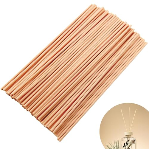 Juego de 100 Varillas Difusoras de Láminas - Varillas de Mimbre de Madera, Varillas de Repuesto para Difusores de Vidrio, para SPA, Meditación y Ambiente Hogareño, 20cm de Largo