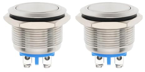 OTOTEC 2 Piezas Botón Pulsador Momentáneo 22 Mm Interruptor Arranque Acero Inoxidable CC 5 A 250 V CA Profundidad Rosca 13 Mm Automóviles Motocicletas Barcos Interruptor Contacto Momentáneo
