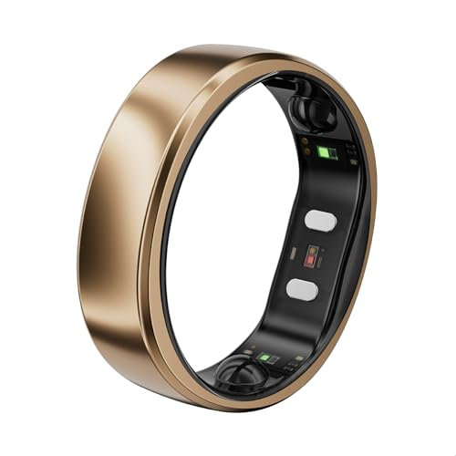 RingConn Gen 2 Air, Ultra-schmaler AI-Smart Ring, 10-Tage Akkulaufzeit, Schlaf/Stress/HR-Tracker, Smartringe für Herren & Männer, IP68 wasserdichtes, kompatibel mit iOS & Android (Dune Gold, 10)