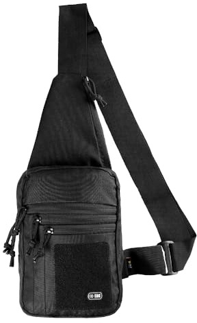 M-Tac EDC Holster de pistolet Sac à bandoulière avec fermeture Velcro Noir – Poche pour arme cachée avec 5 compartiments, ajustement universel pour pistolets, noir