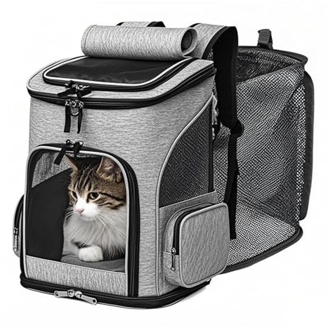 Sac à dos extensible pour chats, approuvé par les compagnies aériennes, pour chiens de petite taille jusqu'à 7,7 kg, sac de voyage avec maille respirante, pour camping et randonnée en plein air