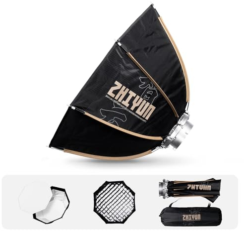 ZHIYUN CINPEER 60cm Softbox Octogonal con Montura Bowens, Liberación Rápida con Rejilla de Panal para Estudio de Fotografía, Grabación de Video y Retratos para ZHIYUN Molus Serie G Serie B.