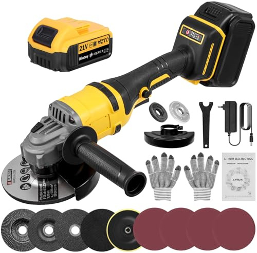 Victoam 21V 1500W Cordless Angle Grinder Power Tool, 1 x 5.0Ah Battery