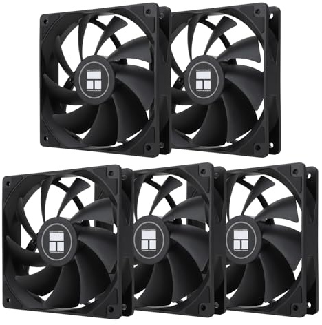 TR-Termalright TL-C12C X5 120 mm 5-pack CPU PWM-fläkt, 1550 varv/min tyst kylning, svart CPU-fläkt, kan kombineras med chassi/CPU-kylare