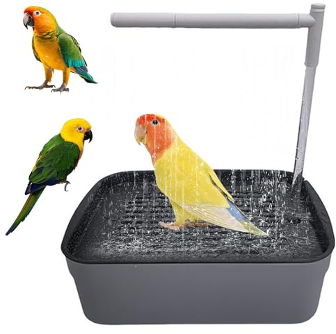 BIZOI Vasca da Bagno per Uccelli, Vasca da Bagno Automatica per Pappagalli, Uccelli Doccia a Circolazione d'Acqua, Vasca da Bagno Automatica per Uccelli con Rubinetti Multipli per Uccelli Budgie