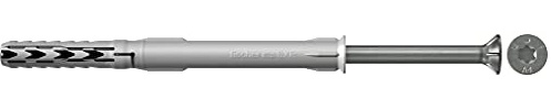 fischer SXR 10 x 120 T R Long Shaft Dowels with Matching Countersunk Screw Made of Stainless Steel, Nylon Dowels for Optimal Hold for Fixings in Concrete, Brick and Masonry, Pack of 50