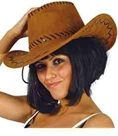 FIESTAS GUIRCA | Chapeau Cowboy Simili-Cuir (Taille Unique) - Accessoire de Costume pour Fêtes du Vieux Ouest, Texas et Carnaval - Idéal pour Cosplay et Halloween - Adultes Unisexe - Marron Clair