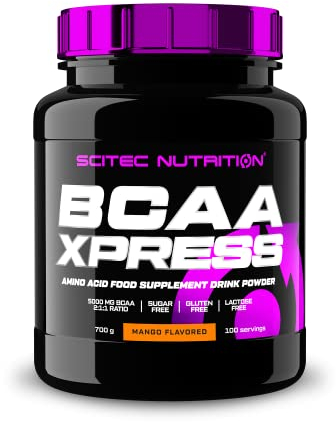 Scitec Nutrition BCAA Xpress, Zucker-, Gluten- & Laktosefrei, 5g reine BCAA, Muskelaufbau & Wachstum, 2:1:1 Aminosäurenverhältnis, aromatisiert & leicht zu mischen, 700 g, Mango