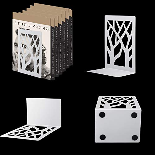 1 Paia Fermalibri per Mensole, MSDADA Reggi Libri per Libreria, Porta Libri in Metallo, Ferma Libri da Scaffale, Ufficio in Reggilibri, Fermalibri Design per Casa, Biblioteca, Scuola(Bianco)