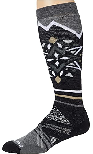 Smartwool Women’s Performance Ski Full Cushion Knee-High Socks – Breathable, Performance Fit Merino Wool Sock for Skiing and Snowsports – Mountain Snowflake Pattern – M, Black