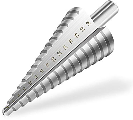 flintronic Foret Étagé, 4-32 mm Fraise Etage Metal Triangle Conique Titane HSS, Tige Triangulaire, Meche Etage Metal pour Visseuse sur Métal Acier, Bois, Laiton, Aluminium, Plastique