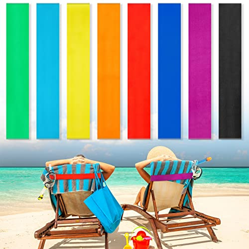 Confezione da 8 elastici per asciugamani per sedie da spiaggia, crociera, per lounge, spiaggia, piscina, sedie, porta asciugamani, elastici antivento, accessori da spiaggia per l'estate (tinta unita,