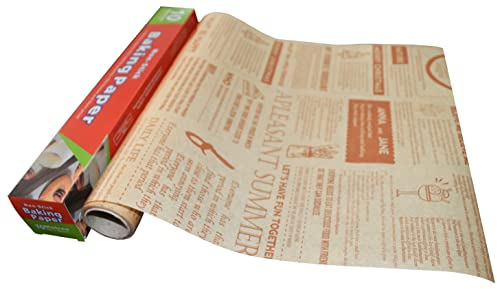 Papel Antigrasa para Alimentos Deli, Papel para Hornear Reutilizable Ecológico de 30 Cm X 10 M, Papel Desechable para Envolver Alimentos para Papas Fritas, Hamburguesas, Pasteles (Marrón)
