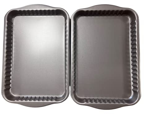 Chabrias Ltd Fluted Rectangle Quiche Flan Tart Tin Pan Twin Pack Superior Double Coated Non Stick Made in England