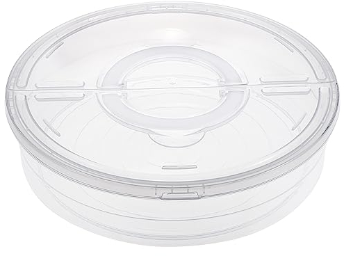 BSTKEY Boîte de rangement en plastique transparent pour gâteaux, pizzas, 30 cm, récipient de rangement alimentaire rond avec couvercle et poignée, boîte de rangement portable pour cupcakes et desserts