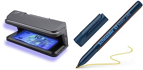 Olympia UV 587 Geldscheinprüfer - USB Prüfgerät/Lampe mit UV LED zur Überprüfung von Geldscheinen, Falschgeld & Schneider 124900 Maxx 249 Money Checker (Strichstärke: 1+3 mm, Geldschein-Prüfstift)