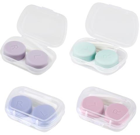 DNDGDLUA 4 custodie per lenti a contatto, portatile, verde, blu, viola, rosa