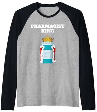Pharmacist King Mens Pharmacy Tshirt Pill Bottles Pharmacist Raglan Baseball Tee