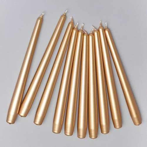 G Decor Ottone Oro, Cera di paraffina inodore, Bastoncini sottili per candele da chiesa, grandi e luccicanti, ideali per matrimoni e Natale (20)