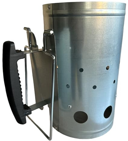 eacommerce - Accendifuoco per Barbecue in Zincato | Facile Uso per Carbonella | Doppia Maniglia per Sversamento Sicuro | 17x27,5 cm, Zincato