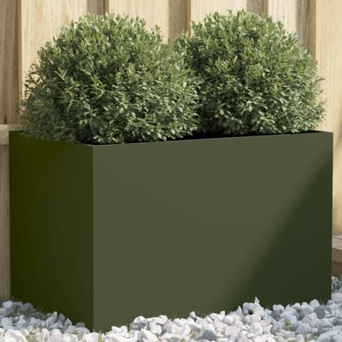 ShGaxin Jardinera de Acero Laminado en frío Verde Oliva 62x40x39 cm, Huerto Urbano Terraza, Jardineras Exterior, Jardineria Maceteros, Mesa De Cultivo, Huerto En Casa - 841598
