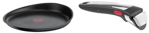 Tefal Ingenio Poêle à crêpe 27 cm, Induction, Revêtement antiadhésif, Fonte d'aluminium, Empilable & Ingenio Poignée amovible Premium noire, Empilable, Verrouillage sécurité 3 points