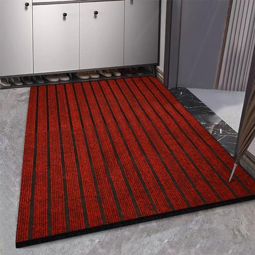Swsen - Felpudo exterior de entrada | Alfombra de entrada interior antideslizante y duradera, absorbe el agua y recoge la suciedad | Alfombra de puerta lavable a máquina (rojo oscuro, 50 x 120 cm)