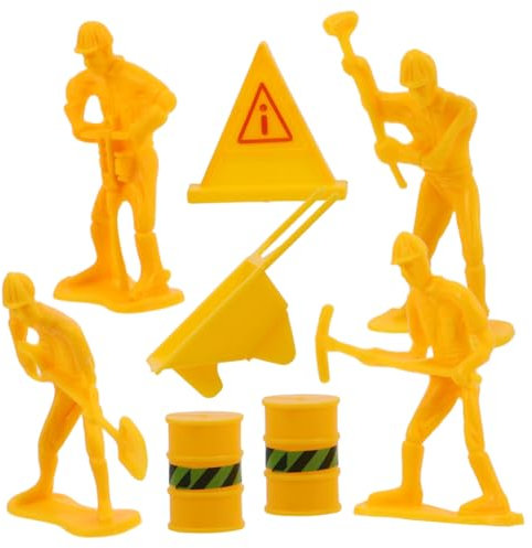 BESTonZON Teiliges Miniatur-bauarbeiter Figuren Aus Sicherem Material Realistische Baustellen-miniaturen Als Kuchen Deko Für Geburtstagsfeiern Robuste Szenenlayout-requisiten Für Kindergebur