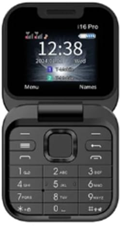 Jolsaawie Mini TeléFono MóVil con Tapa Radio FM Negra de Voz MarcacióN RáPida VibracióN Tarjeta 2SIM Pantalla PequeñA TeléFono Plegable (Negro)