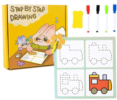 Carnet de contrôle de Stylo pour de 3 à 5 Ans, Livres de Travail préscolaires Propres, Livre d'apprentissage Sec, Carte à colorier, carnet de Dessin préscolaire Portable pour Filles