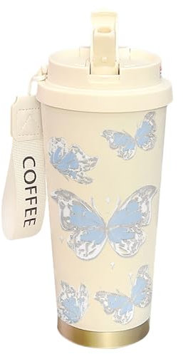 Borraccia Con Cannuccia - Termica In Acciaio Inox 500ml,Doppio Di Apertura, Riutilizzabile Antigoccia Per Bevande Fredde E Calde