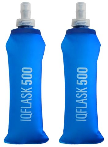 Venprodium 2 Pièces Gourde Souple 500ml, Flasque Running en TPU, Gourde Pliable Unisexe, Sans BPA, Bouteille d'eau Pliable Réutilisable, pour Course à Pied, Randonnée et Escalade (Bleu)