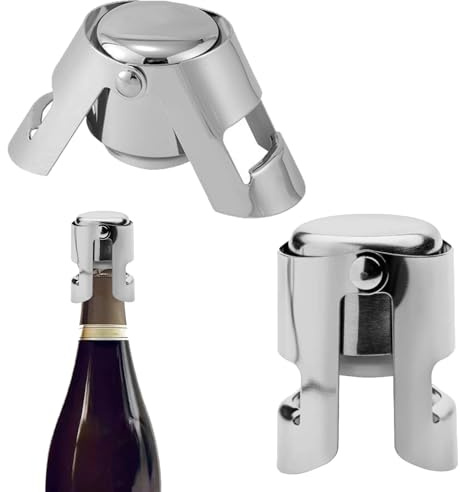 2pcs Champagne Stoppers, Leak-Proof Bottle Sealers for Sparkling Wine, Reusable Stainless Steel Champagne Bottle Closures