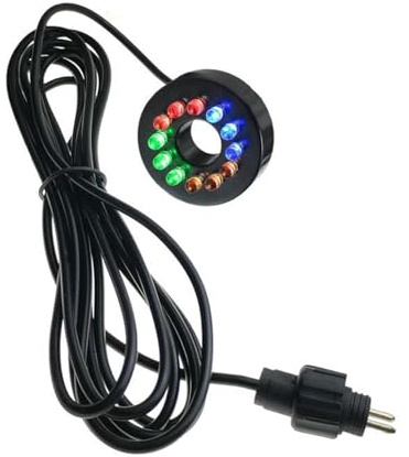 mophrati Anello luminoso a LED sommergibile per fontana, laghetto, giardino, acquario, luci a LED circolari con foro per fontana subacquea, Multicolore 12led