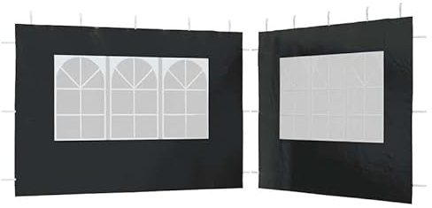 Lot de 2 parois latérales pour tente de réception, avec fenêtre, 100 % polyéthylène anthracite, parois latérales pour jardin, camping et extérieur, résistantes aux intempéries, aux UV et durables