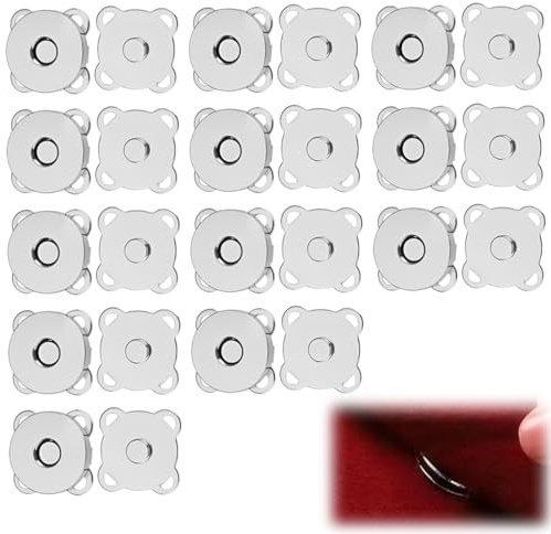KAHZOR 12 Piezas corchetes de presion metalicos, botones magnético de metal, botones magneticos, cierres magnéticos para bolsos, costura, manualidades y ropa, 14 mm