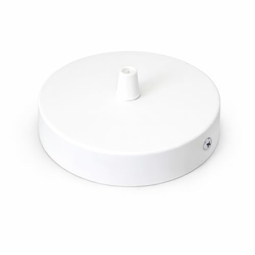 PUNTO ES LIGHTING Rosetón Techo Blanco 100 x 25 mm – Florón y Soporte para Lámpara, 1 Pieza con Kit de Instalación en Acero 0,7 mm con Accesorios para Lámparas Colgantes Interior