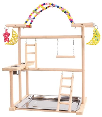 CLSSLVVBN Parco giochi per uccelli in legno, giocattolo da masticare con Per scala per pappagalli, conuri, calopsitte, parrocchetti, conuri, calopsitte, parrocchetti, inseparabili, fringuelli