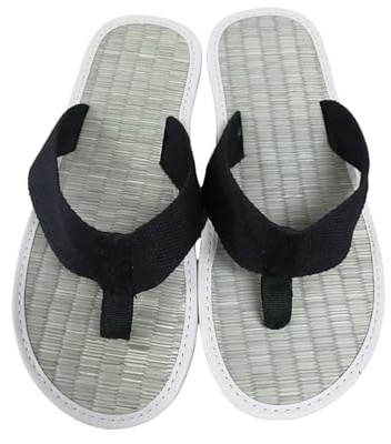 Tongs élégantes pour homme - Semelle en paille - Séparateurs d'orteils - Sol en bambou - Pantoufles confortables en toile - Sandales respirantes - Tongs confortables à clipser