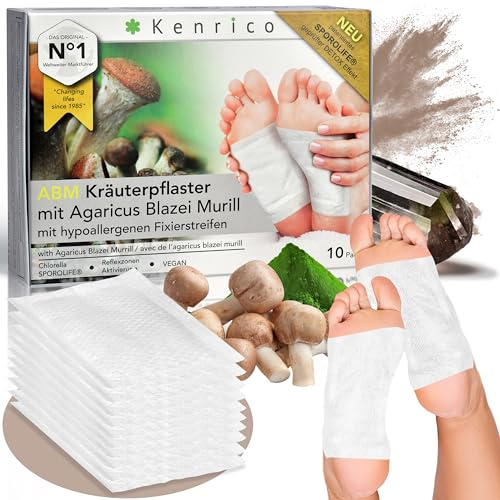 KENRICO ABM Kräuterpflaster mit Agaricus Blazei Murill [100% natürlich] +Beta-Glucan Entgiftungspflaster Detox Entgiftung Pads Füße Detox Pflaster Fusspflaster Patch Fuss foot